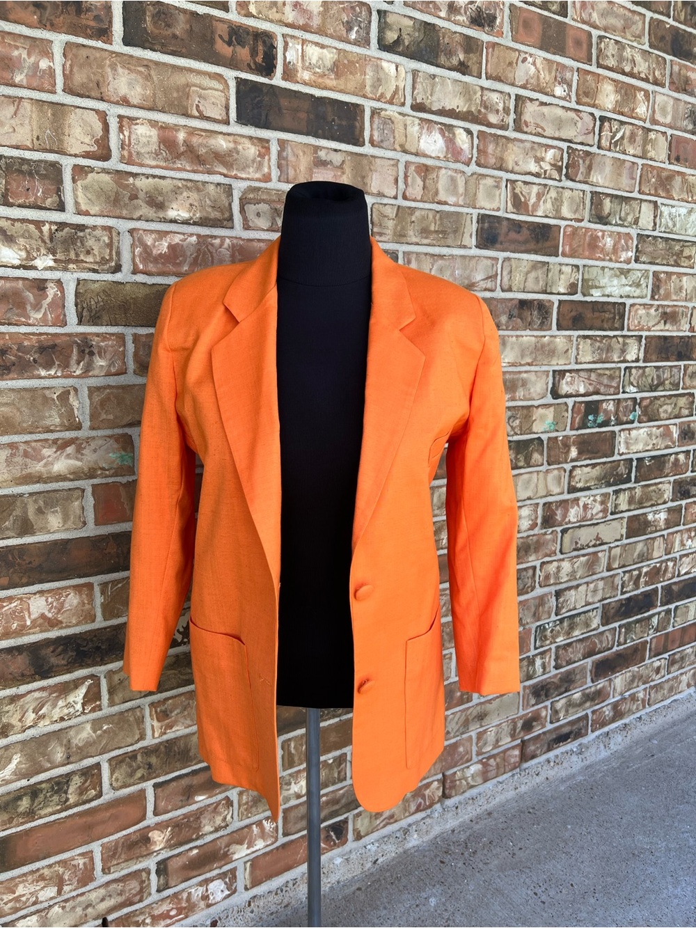 Vintage Bright Orange Single-Breasted Blazer